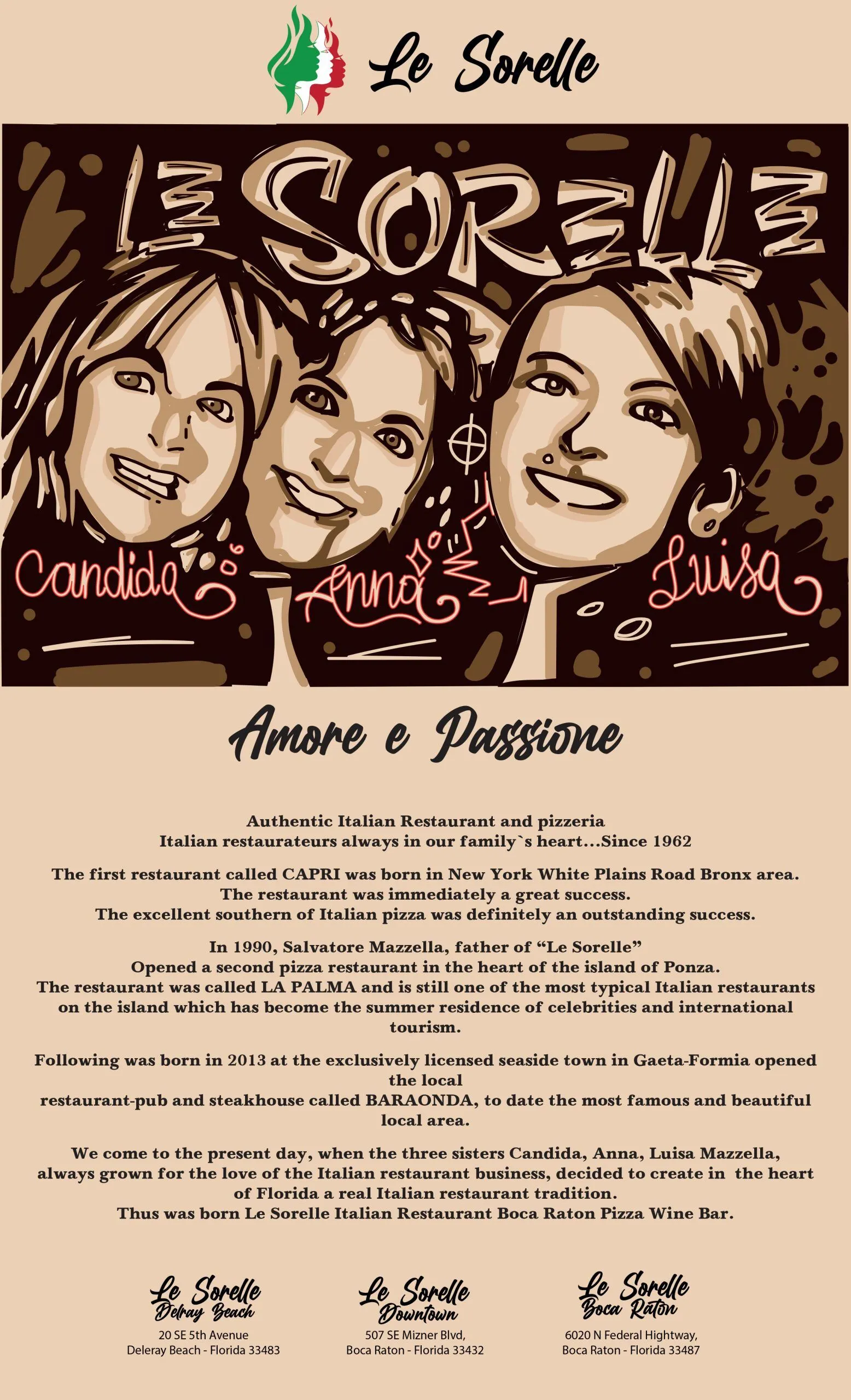 Le Sorelle Menu Cover